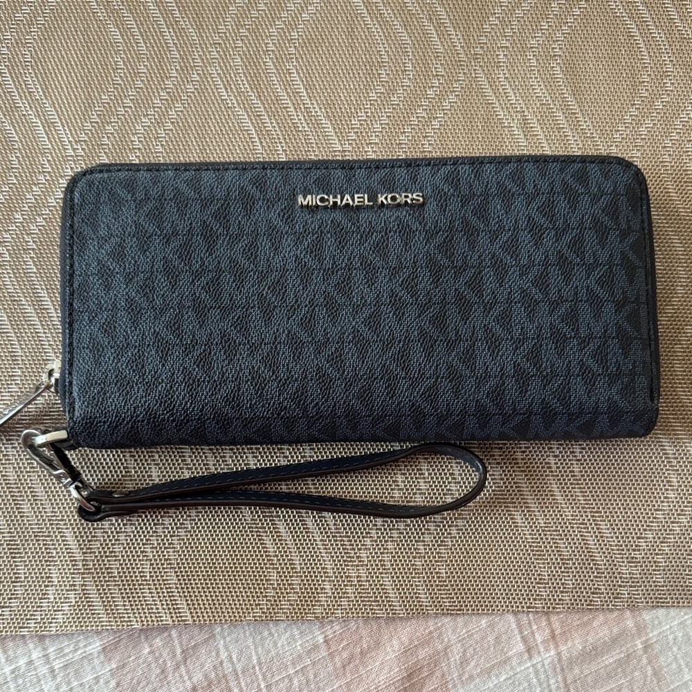 Michael Kors Charcoal Monogram Wristlet